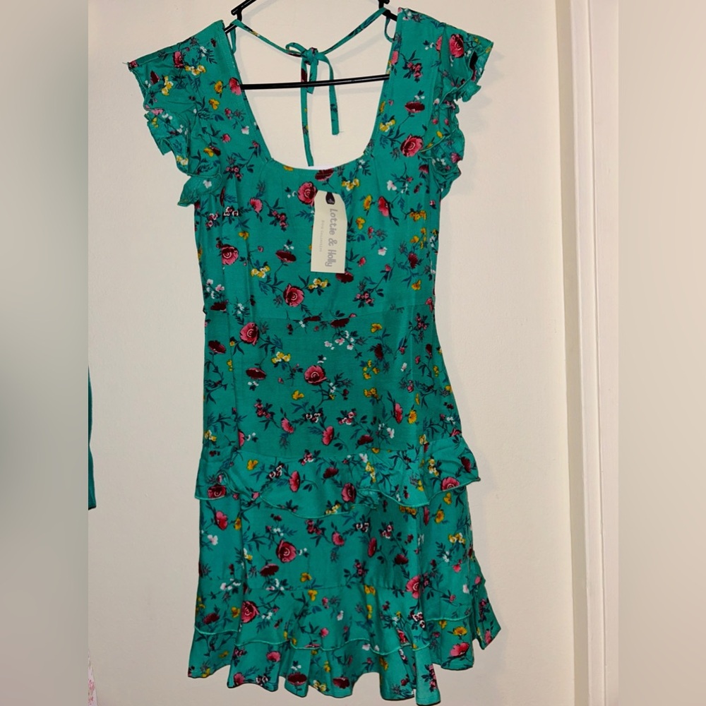 Lottie & Holly B.O.G Collective Green Floral Ruffle Dress